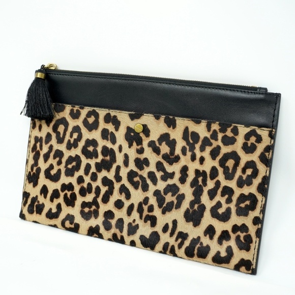 J. Crew Handbags - J.Crew Leather and Leopard Print Clutch